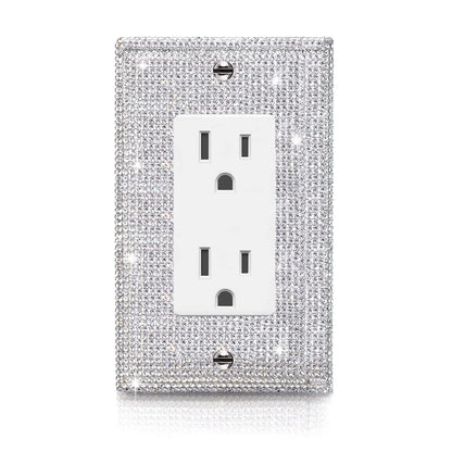 Gaocai 1 Pcs Shiny Silver Rhinestones Outlet Covers Wall Plate Single Toggle Decorative Switch Plates And Outlet Covers Rhinestones Light Switch - WoodArtSupply