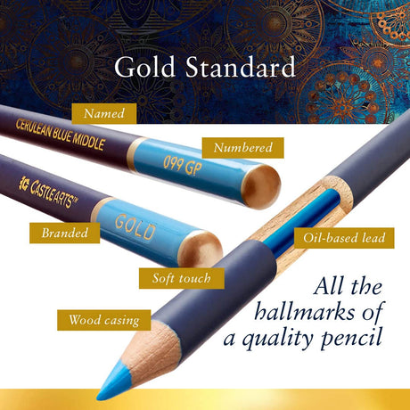 Castle Art Supplies Gold Standard 120 Coloring Pencils Set | Quality Oil-based Colored Cores Stay Sharper, Tougher Against Breakage | For Adult Castle Art Supplies