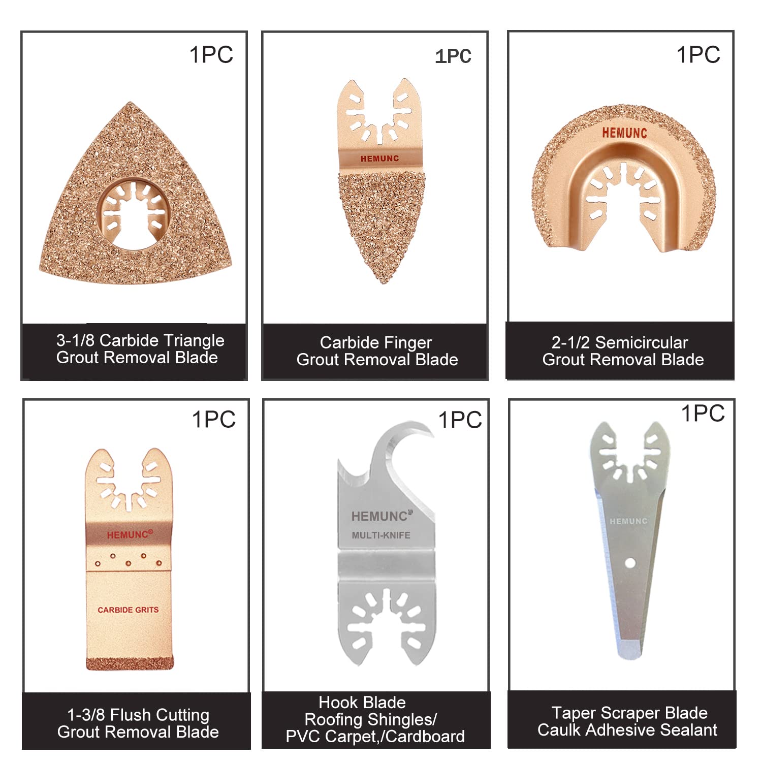HEMUNC 118PC Oscillating Tool Blades, Oscillating Multitool Saw Blades Accessories Kit HEMUNC