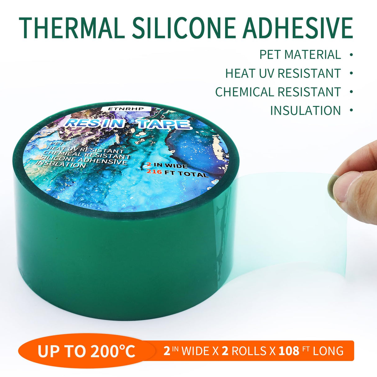 ETNRHP Resin Tape Epoxy Tape for Epoxy Resin Molding Thermal Silicone High Temperature UV Resistance Tape Easy Peeling Mold Release for Epoxy Resin ETNRHP