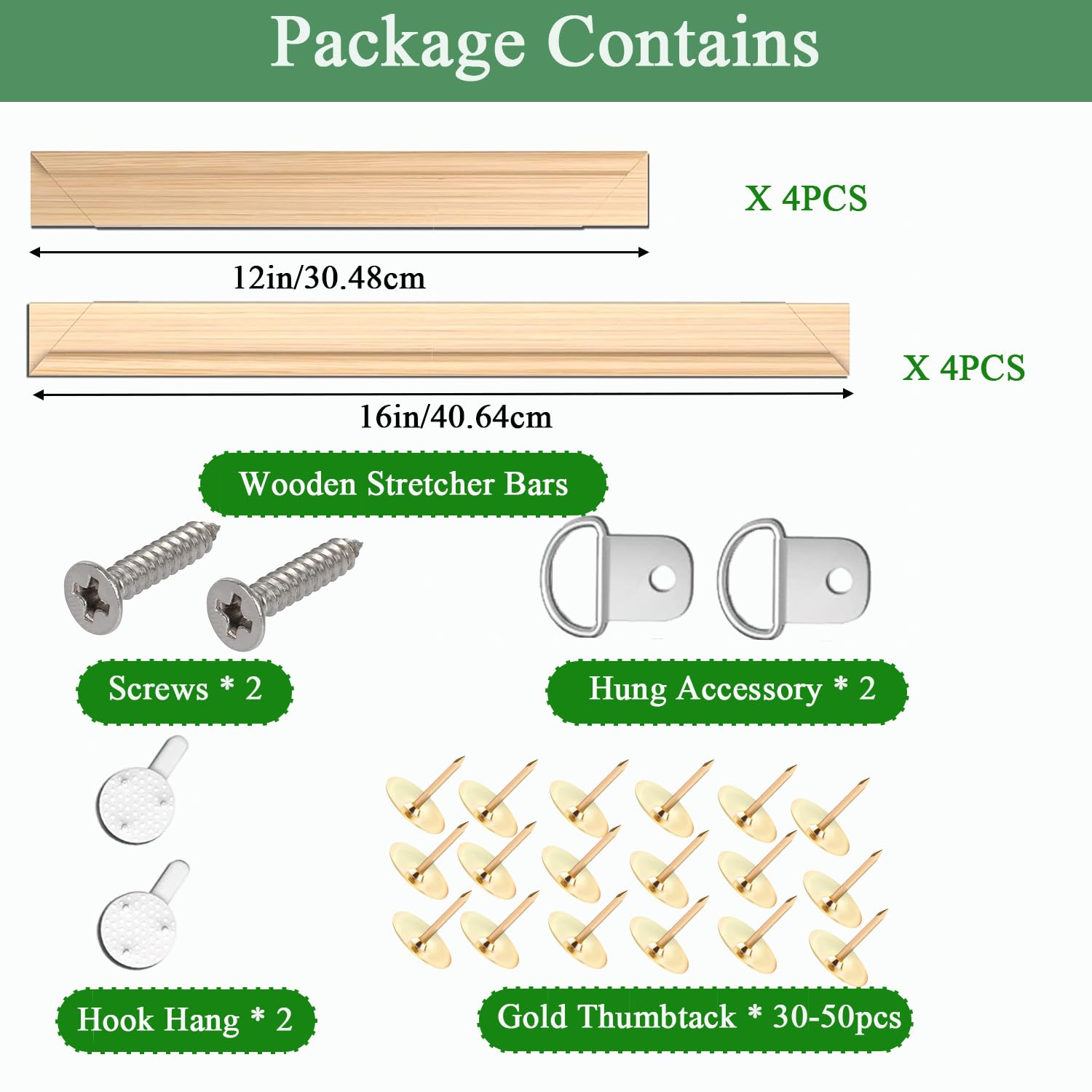 2 Pack 12"x 16" DIY Wood Canvas Stretcher Bars,Removable Canvas Frames Kit-Easy to Assemble,Wooden Frames Kit for Oil Painting,Diamond Yeeyeah