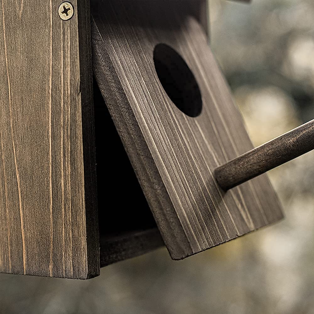 NATUREYLWL Wooden Bird House Wood Bird House for Outside with Pole for Finch, Bluebird, Cardinals, Hanging Birdhouse Garden Country Cottages NATUREYLWL