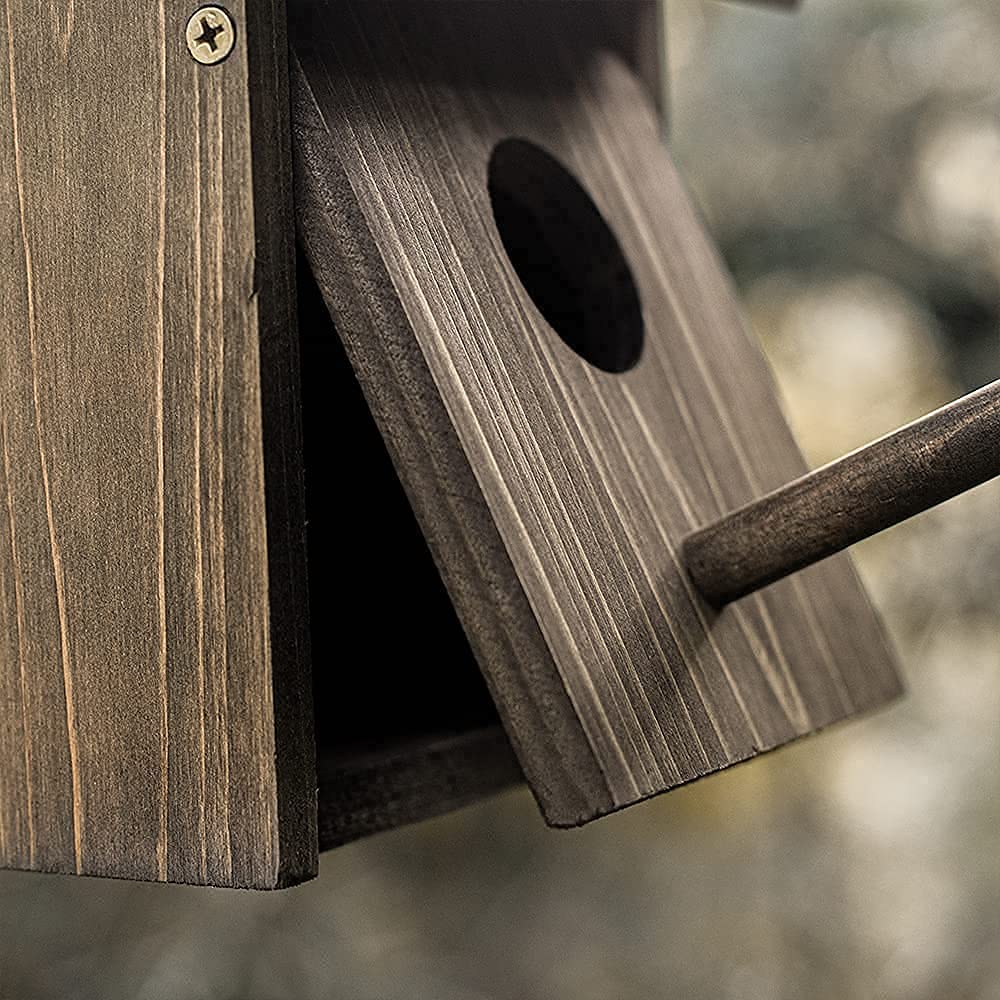 NATUREYLWL Wooden Bird House Wood Bird House for Outside with Pole for Finch, Bluebird, Cardinals, Hanging Birdhouse Garden Country Cottages - WoodArtSupply