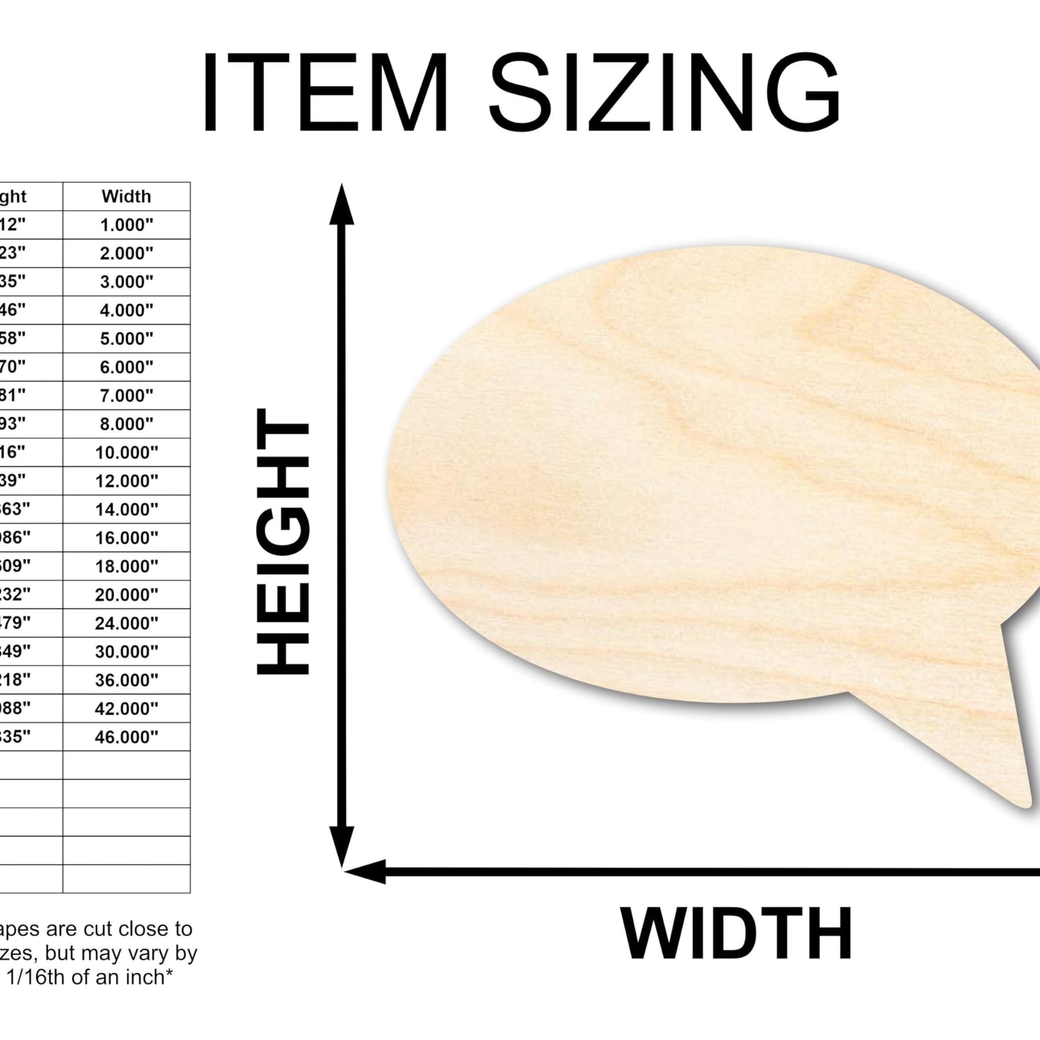Unfinished Wood Speech Bubble Shape | Craft Cutout | up to 24" DIY 16" / 1/8" 24 Hour Crafts