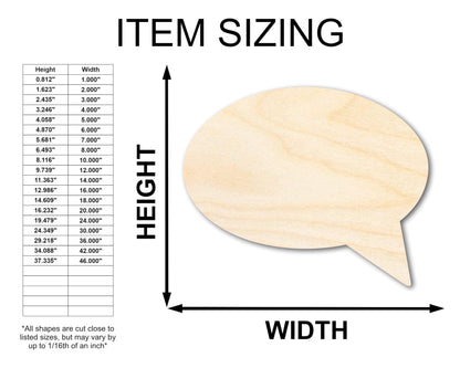 Unfinished Wood Speech Bubble Shape | Craft Cutout | up to 24" DIY 16" / 1/8" - WoodArtSupply