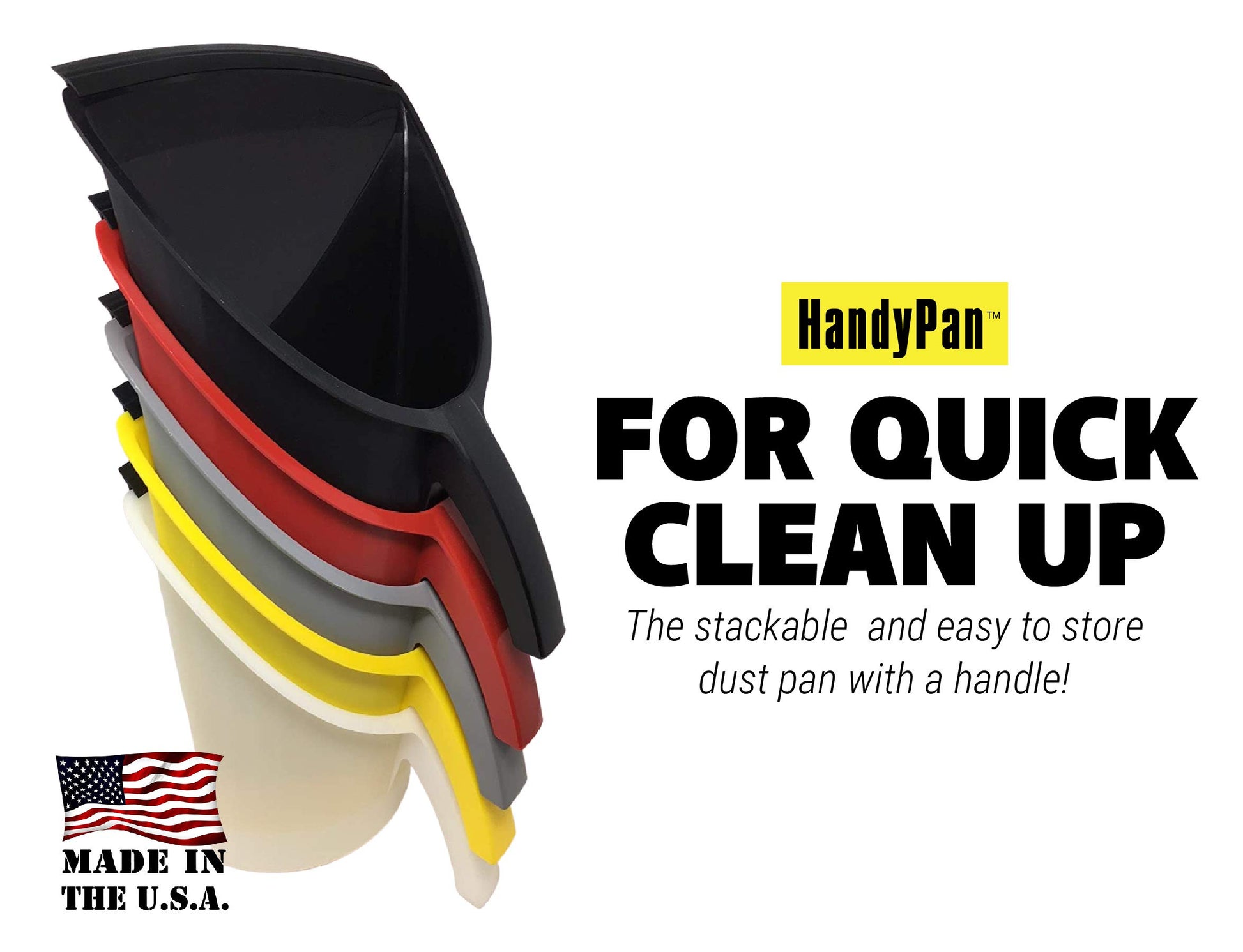 HandyPan Heavy Duty Dustpan, Black - Large Dust Pan Made in the USA with Tight Seal Lip to Keep Dust, Dirt, Debris In-Great for Home, Shop, Garage, - WoodArtSupply