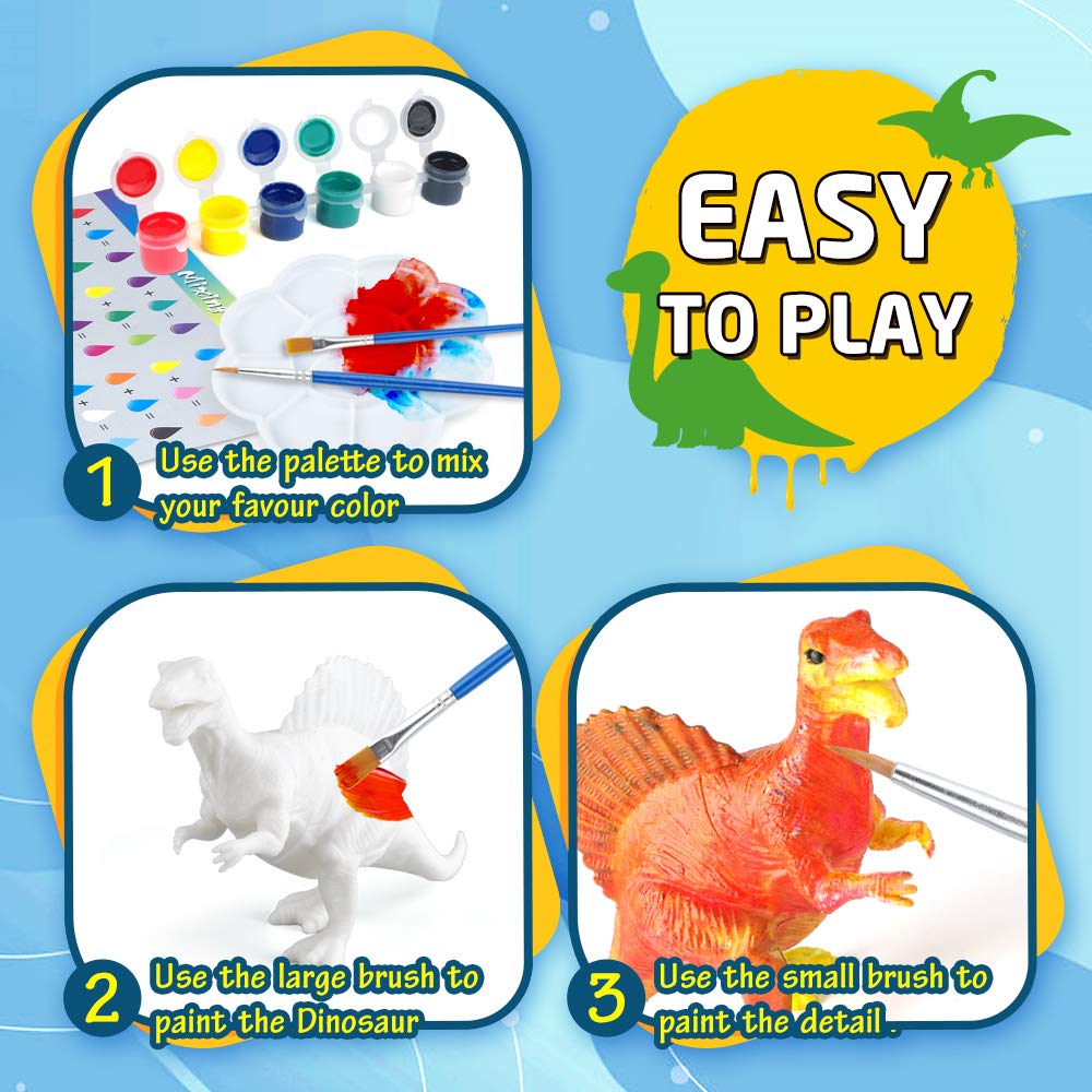 BAODLON Kids Arts Crafts Set Dinosaur Toy Painting Kit - 10 Dinosaur Figurines, Decorate Your Dinosaur, Create a Dino World Painting Toys Gifts for BAODLON