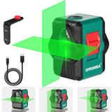 Laser Level, HYCHIKA 100Ft Self-Leveling Green Laser Level, Dual Modules with 2 Laser Heads Horizontal Vertical Cross Line, IP54, Rechargeable Cross HYCHIKA BETTER TOOLS FOR BETTER LIFE