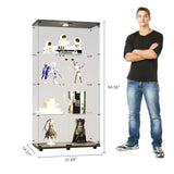 Zacis 4-Tier Lighted Glass Display Cabinet with Lock and Doors for Living Room and Bedroom Zacis