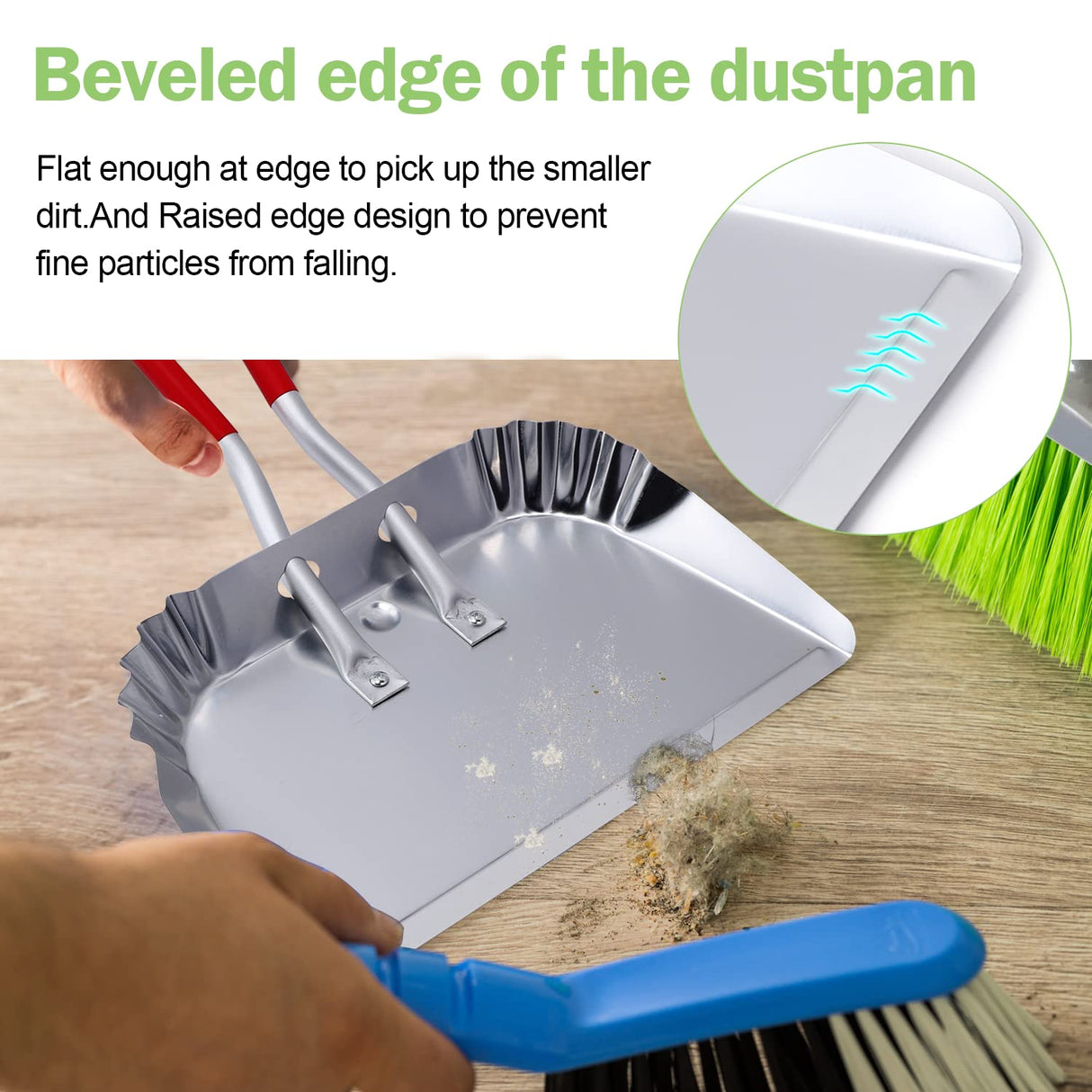 TOP DOG Metal Dustpan 17”, Aluminum Dust Pans Heavy Duty Does not Chip or Bend Sheet Metal Edge Flat Against Floor for Small Item Sweeping Rubber TOP DOG