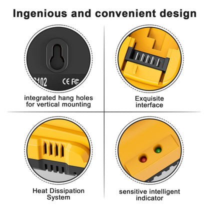 DCB102 Dual Charging Station Replacement for Dewalt 20V Battery Charger Compatible with Dewalt 12/ 20V MAX Battery DCB200 DCB205 DCB206 DCB606 DCB609 - WoodArtSupply