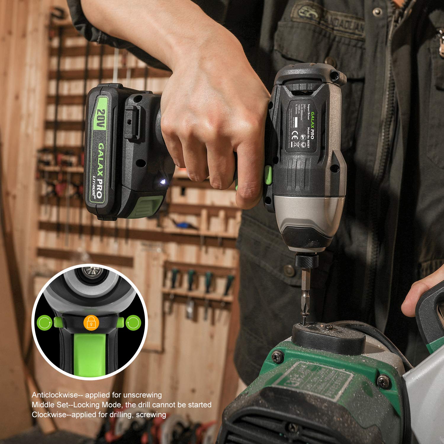GALAX PRO Cordless Drill Driver/Impact Driver with 1pcs 1.3Ah Lithium-Ion Batteries, Charger Kit, 11pcs Accessories and Tool Bag GALAX PRO