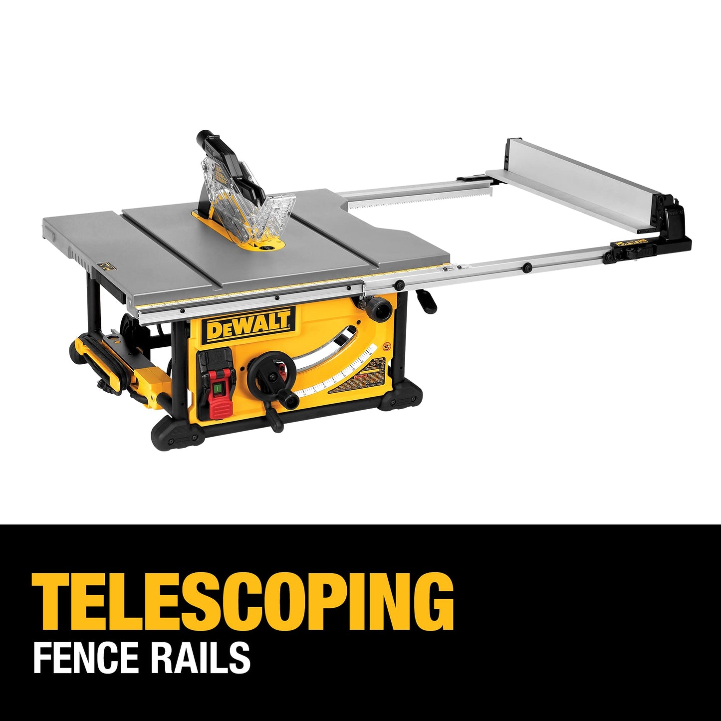 DEWALT 10 Inch Table Saw, 32-1/2 Inch Rip Capacity, 15 Amp Motor, With Rolling/Collapsible Stand (DWE7491RS)