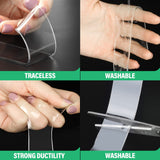 CREGEAR Double Sided Tape Heavy Duty (10 FT/120in), Transparent Nano Tape, Clear Mounting Tape Strong Adhesive Strips, Multipurpose Wall Hanging CREGEAR