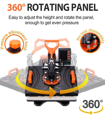 Whubefy Heat Press Machine 12"X15", 8 in 1 Heat Transfer Sublimation Machine Combo, Industrial 360° Swing Away T Shirt Pressing Machine, HTV Vinyl - WoodArtSupply