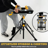 S AFSTAR Folding Work Table, Portable Workstation with Tiltable & Extendable Tabletop, 8 Sliding Non-marring Clamps & 2 Clamping Handles, 7-Level S AFSTAR