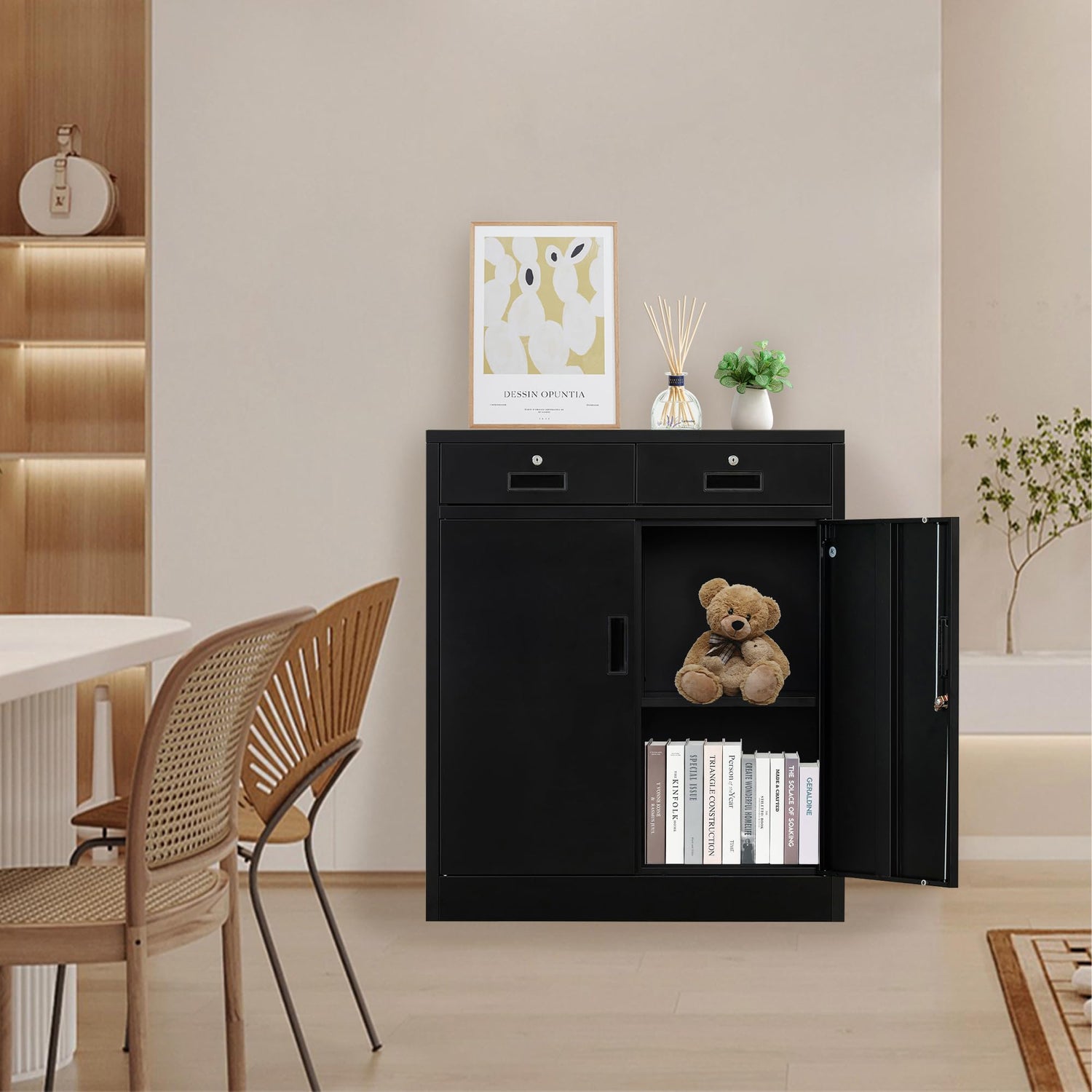 TaskStorz Metal Garage Storage Cabinets，Metal File Cabinet with 2 Locking Drawers, Lockable Storage Cabinets for Office, Home, Garage, Warehouse TaskStorz