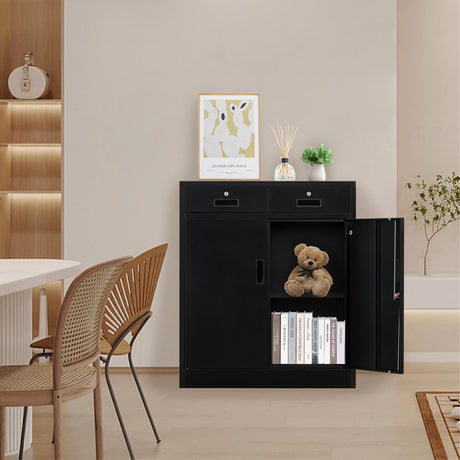 TaskStorz Metal Garage Storage Cabinets，Metal File Cabinet with 2 Locking Drawers, Lockable Storage Cabinets for Office, Home, Garage, Warehouse TaskStorz