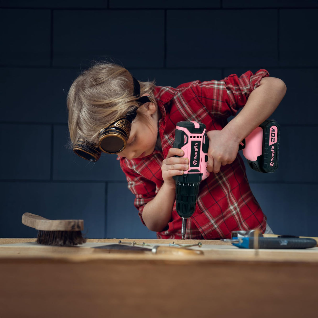 Yougfin Cordless Drill Set Pink For Ladies, 20V Power Drill Driver With Battery & Charger, 3/8" Keyless Chuck, Variable Speed, 25+1 Torque Setting, Yougfin