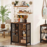 Farmhouse Coffee Bar Cabinet by BON AUGURE – Rustic Oak Storage Sideboard for Kitchen and Dining Room BON AUGURE