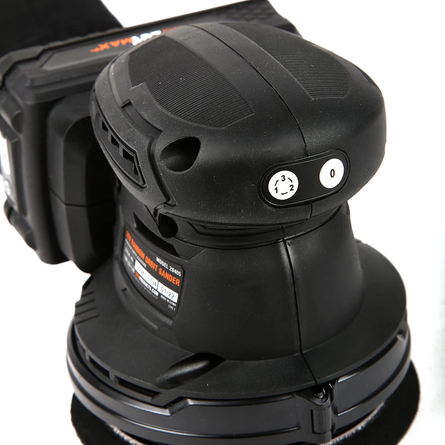 WEN Cordless Orbital Sander, Brushless with 5-Inch Random Orbit Pad, 20V Max 2.0 Ah Lithium-Ion Battery and Charger (20405),Black WEN