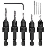 MulWark 82° Countersink Drill Bit Set incl. 5pcs Free Replaceable HSS Drill Bits for Wood｜3/8" Quick-Change -Chamfered Adjustable Drilling Tool Kit MULWARK