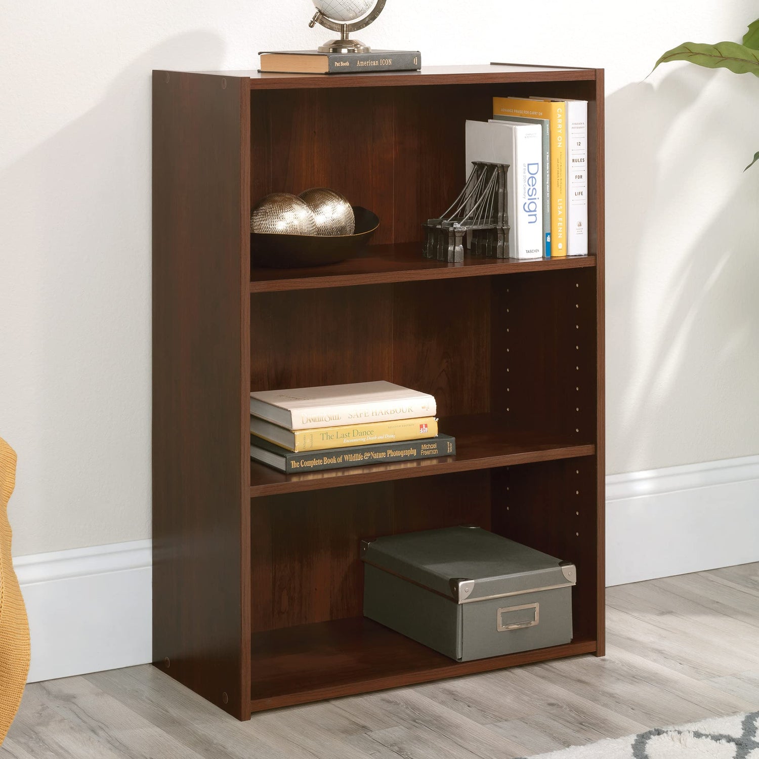 Sauder Beginnings 3-Shelf Bookcase/ Book shelf, L: 24.57" x W: 11.50" x H: 35.28", Brook Cherry finish Sauder