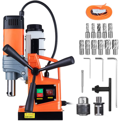 VEVOR Mag Drill Press, 1300W 1.57" Boring Diameter, 2922lbf Power Portable Magnetic Drill, 810 PRM, 11Pcs Drill Bits Electric Drilling Machine for - WoodArtSupply