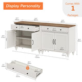 WAMAPT Buffet Cabinet with 4 Doors and 2 Drawers, Large Coffee Bar Tables Wood Kitchen Storage Cabinets with Storage Cabinets, Modern Farmhouse WAMPAT