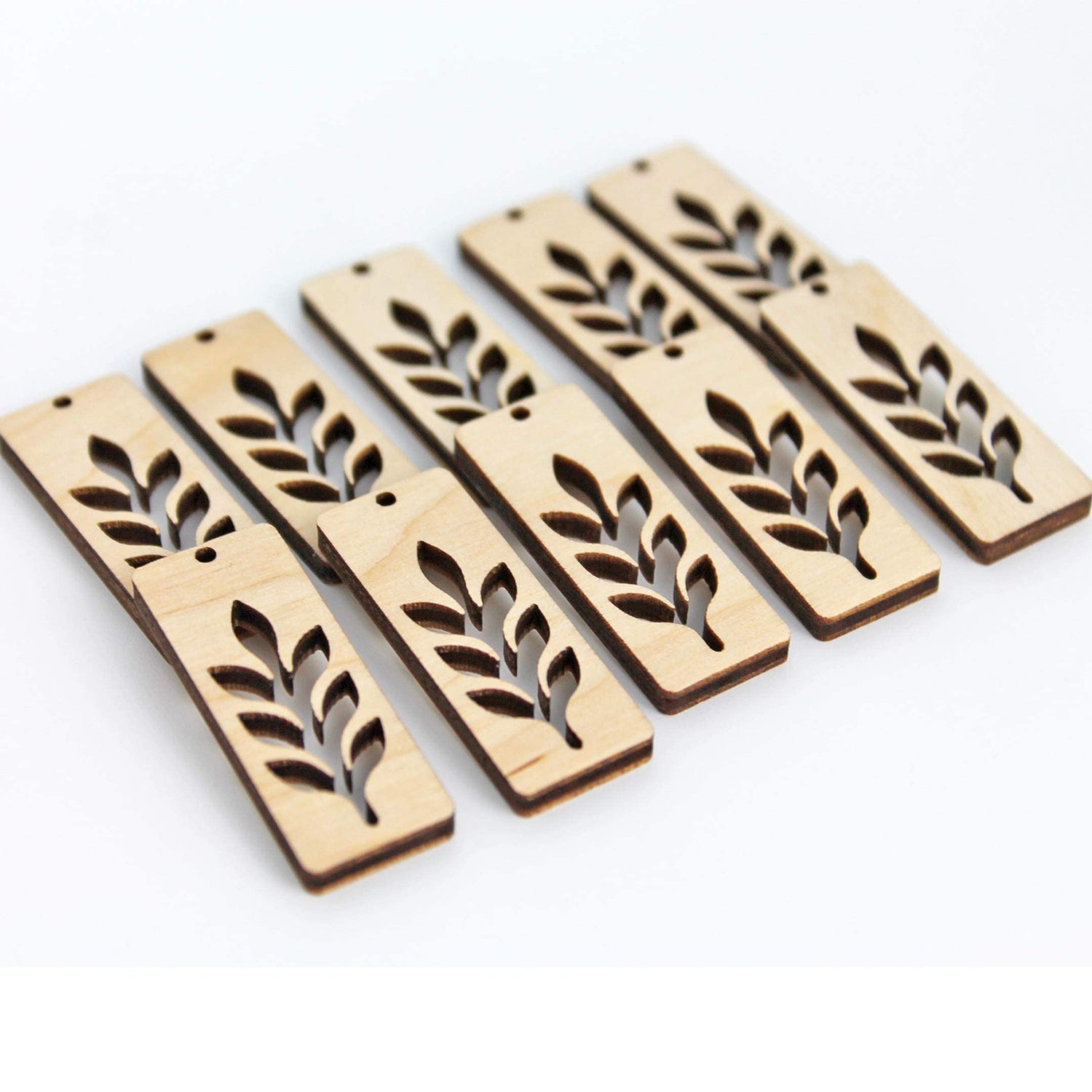 ALL SIZES BULK (12pc to 100pc) Unfinished Wood Laser Flower Leaf Cutout Bar Bars Rectangle Dangle Earring Jewelry Blanks Shape Crafts Made in Texas Texan Wood Crafts