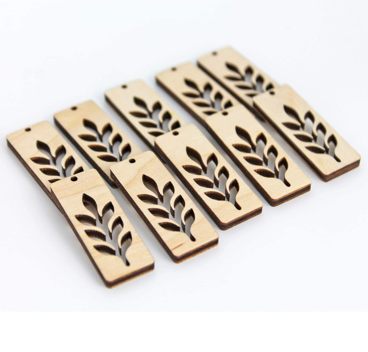 ALL SIZES BULK (12pc to 100pc) Unfinished Wood Laser Flower Leaf Cutout Bar Bars Rectangle Dangle Earring Jewelry Blanks Shape Crafts Made in Texas Texan Wood Crafts