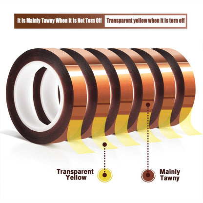 MEBMIK 6 Rolls 10mm x16m(52FT) Heat Tape High Temperature Heat Resistant Tape Heat Transfer Tape for Heat Sublimation Press Vinyl,No Residue - WoodArtSupply