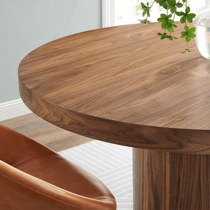 Modway Gratify 59" Round MDF Wood Dining Table in Walnut Finish