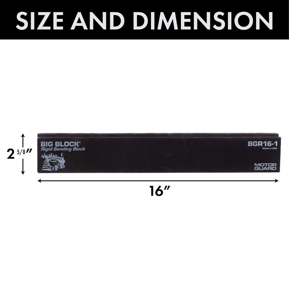 Motor Guard - BGR161 BGR16-1 Rigid PSA Sanding Block, 2 5/8" x 16" Motor Guard