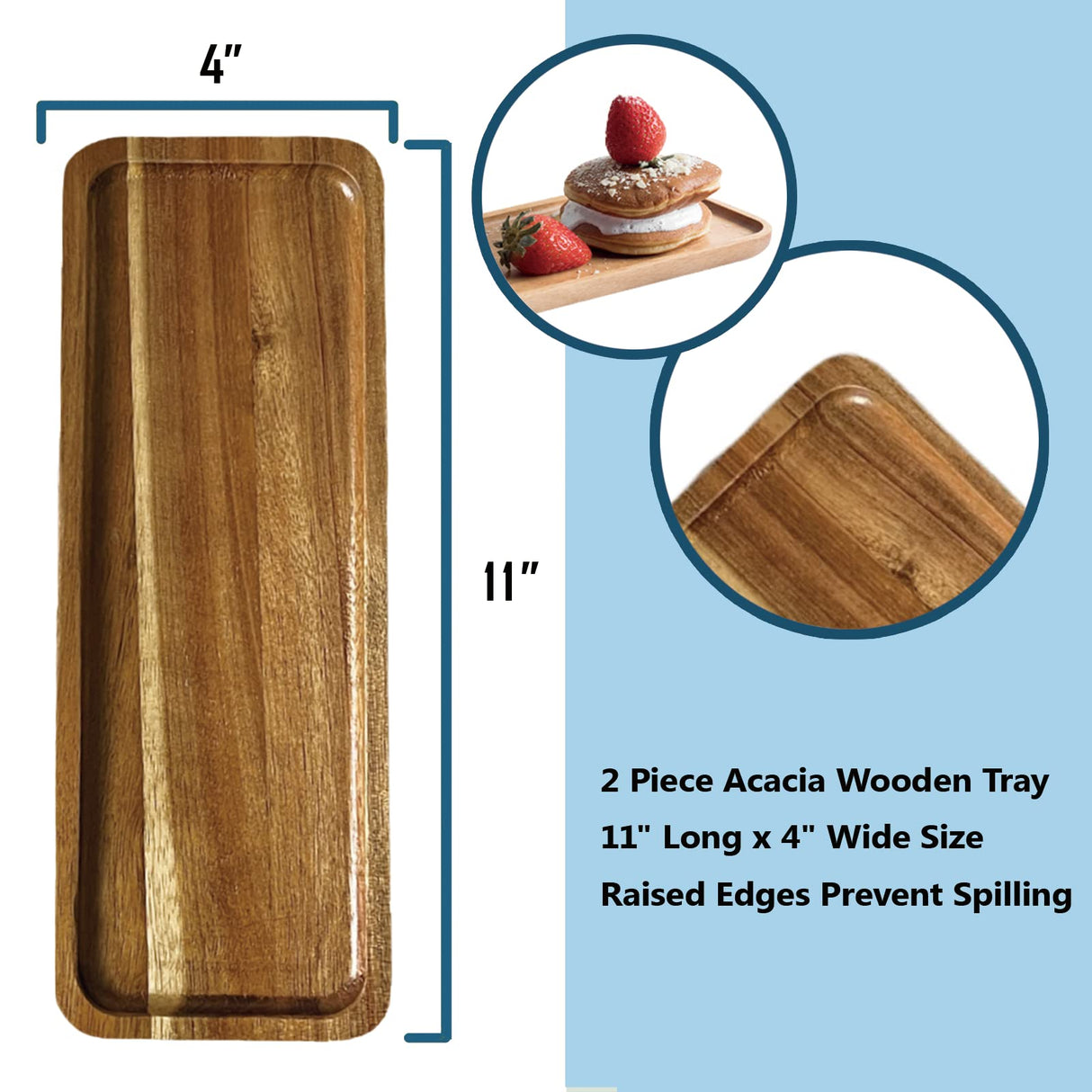 Wood Serving Tray, Wooden Trays,Small Wood Tray Wood Platter for Serving Food Dessert Appetizer Cheese Boards Fruit Cookie Vanity Home Decor Bathroom Fippkargo