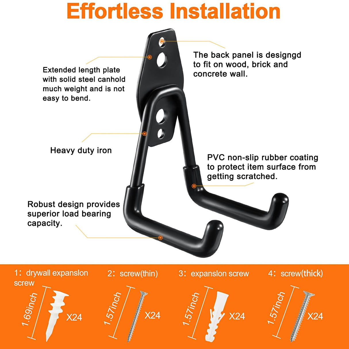 HUPBIPY 12 Pack Garage Hooks Heavy Duty,Utility Steel Garage Storage Hooks,Wall Mount Garage Hanger&Organizer for Organizing Power Tools,Ladders,Bulk HUPBIPY