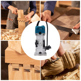 Compact Router Tool, 110V 800W Electric Woodworking Router Handheld Compact Wood Router with 12PCS 1/4" Router Bits Wood Laminate Palm Joiner Wood QUEWATSA