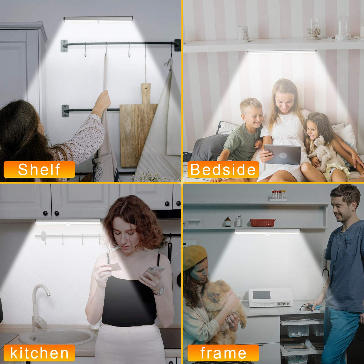 Diomart Under Cabinet Lighting, Wireless Rechargeable Under Counter Lights with Remote Control, 20- LED Dimmable Led Closet Light Stick-on Anywhere Diomart