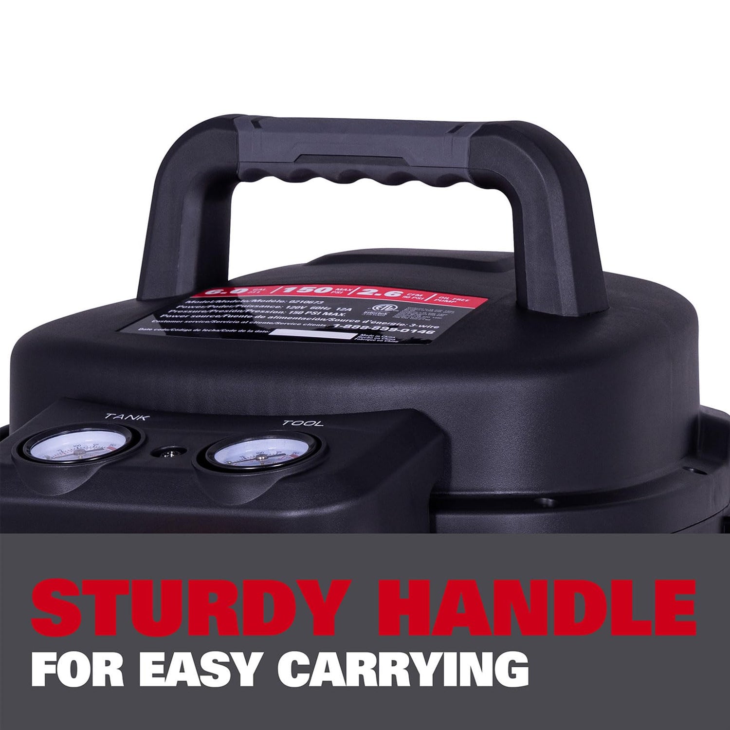 ECOMAX Air Compressor, Portable Air Compressor, 6 Gallon, Pancake Air Compressor, Max 150 PSI, 2.6 CFM @90 Psi, Oil Free Small Electric Air ECOMAX