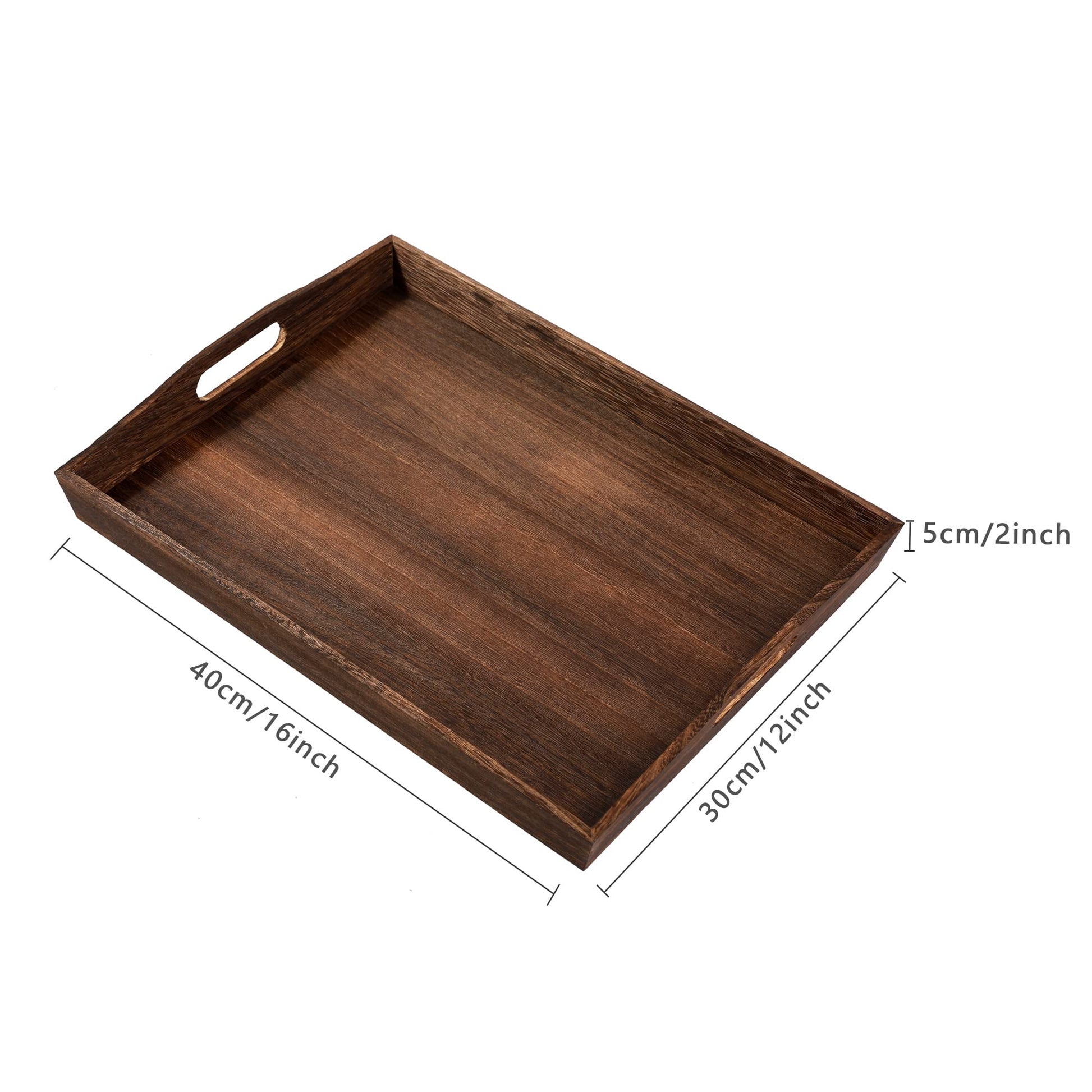 HEITICUP Wooden Serving Tray-One Piece Set of Rectangular Shape Wood Coffee Table with Cut Out Handles,Kitchen Trays for Party,Serving - WoodArtSupply