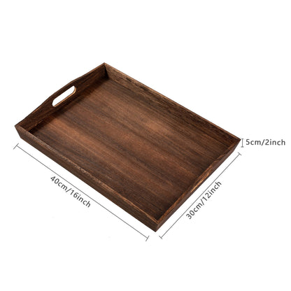 HEITICUP Wooden Serving Tray-One Piece Set of Rectangular Shape Wood Coffee Table with Cut Out Handles,Kitchen Trays for Party,Serving - WoodArtSupply