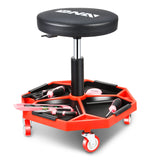 DNA MOTORING TOOLS-00253 Adjustable Height Pneumatic Garage Seat Rolling Mechanic Stool with Tool Tray Storage,300lbs Max Weight Capacity DNA MOTORING