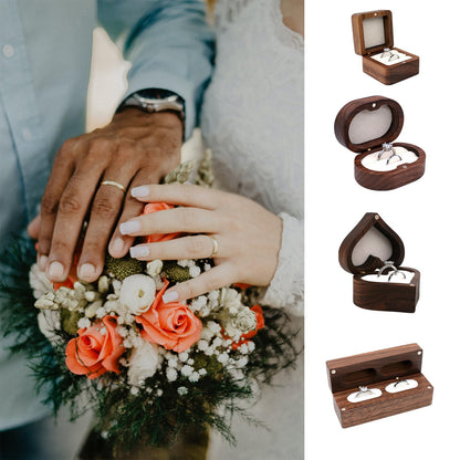 JYCMMFC Ring Box, Personalized Wooden Ring Box Mini Engagement Ring Holder Box, Heart-shaped Wedding Ring Box for Ring, Elegant and Retro Ring Holder - WoodArtSupply