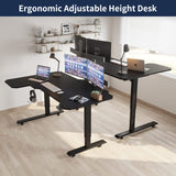 HEONAM 59'' L Shaped Height Adjustable Standing Desk, Electric Stand up Computer Table for Home Office Desk with Black Frame & Top HEONAM