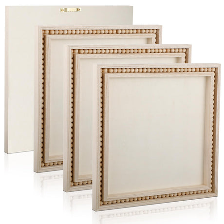 Wenqik 4 Pack Wood Beaded Blank Plaques Rustic Boho Style Blank Wood Panels for Painting DIY Signs Framing Shadow Box Tray Crafts (12 x 12 Inch) Wenqik