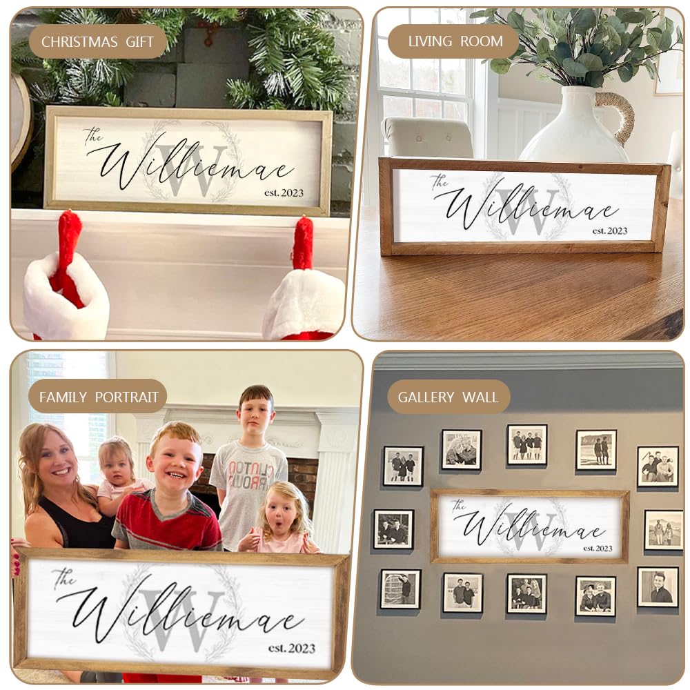 Last Name Signs for Home | Personalized Framed Wooden Family Name Sign for Home Decor Wall | Custom Wood Signs | Monogram Name Wall Decor | - WoodArtSupply