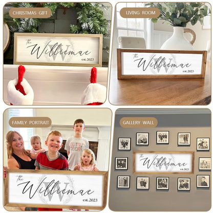 Last Name Signs for Home | Personalized Framed Wooden Family Name Sign for Home Decor Wall | Custom Wood Signs | Monogram Name Wall Decor | - WoodArtSupply