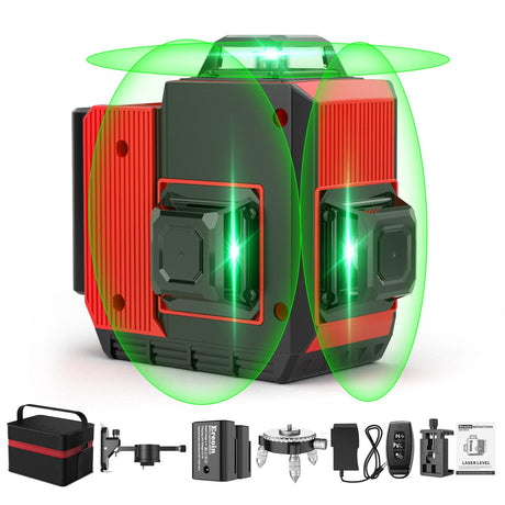 12 Lines Laser Level 3x360° Self Leveling Green Laser Level,3D Green Cross Line for Construction and Picture Hanging,Laser measurement calibration Ereoin