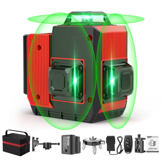 12 Lines Laser Level 3x360° Self Leveling Green Laser Level,3D Green Cross Line for Construction and Picture Hanging,Laser measurement calibration - WoodArtSupply