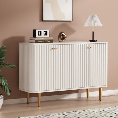 HLR Sideboard Buffet Cabinet, 48" Modern Accent Cabinet with 4 Door and Removable Shelves, Credenza Entryway Cabinet with Storage for Living Room,